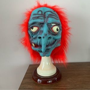 VTG Y2K Blue old man woman mask spooky by Paper Magic 2003